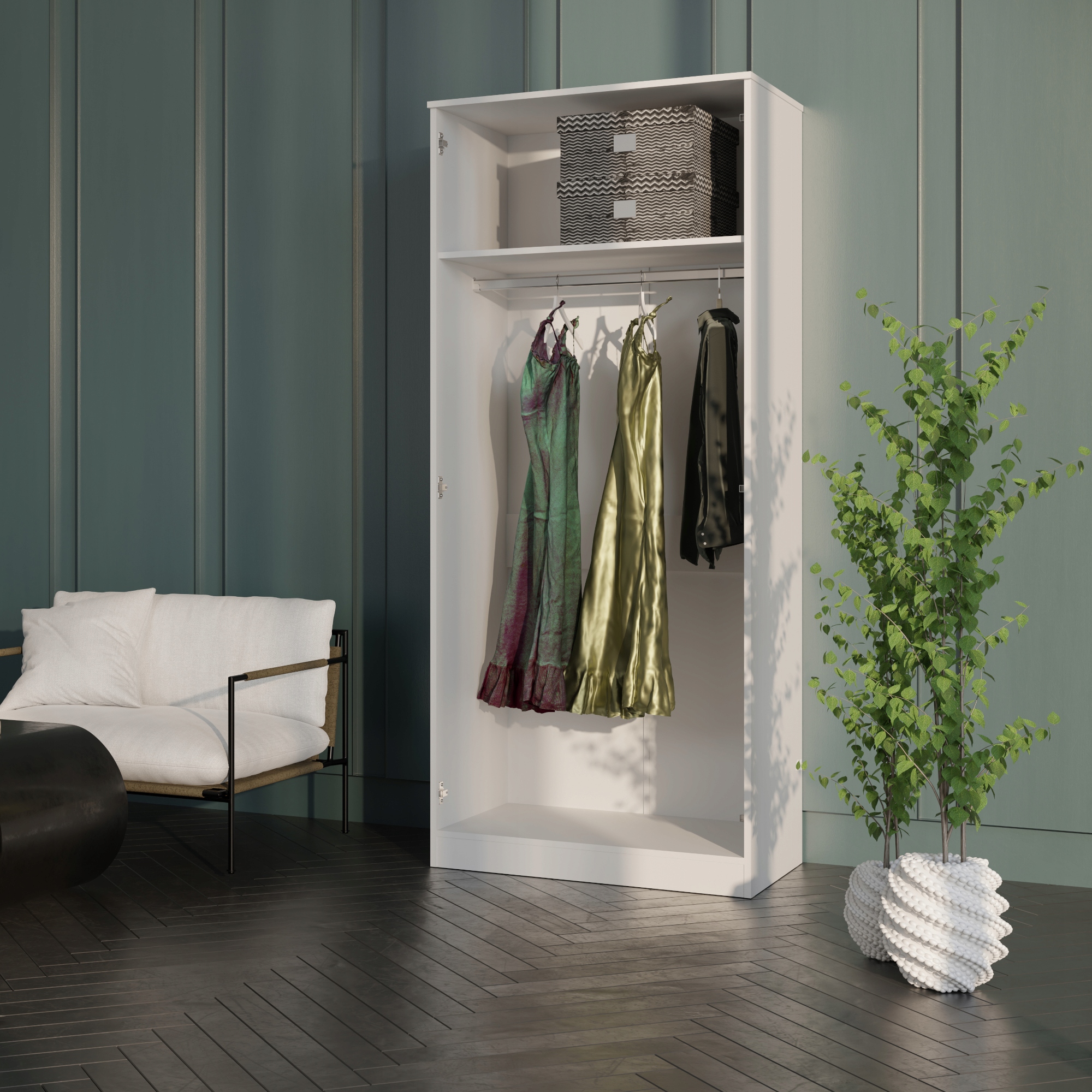 Szafa uchylna z lustrem Monza 2D 80 Biała