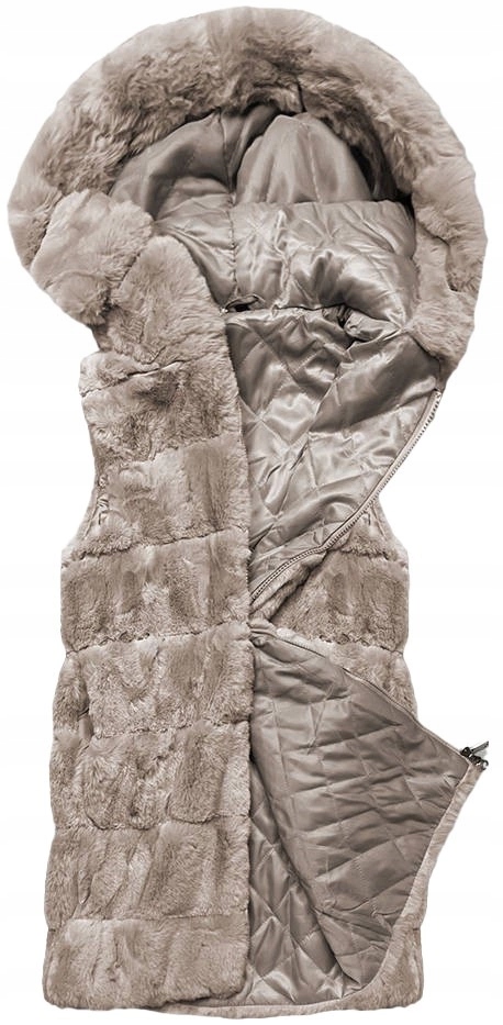 Kožešinová Vesta B8059 Béžová XXL (44)