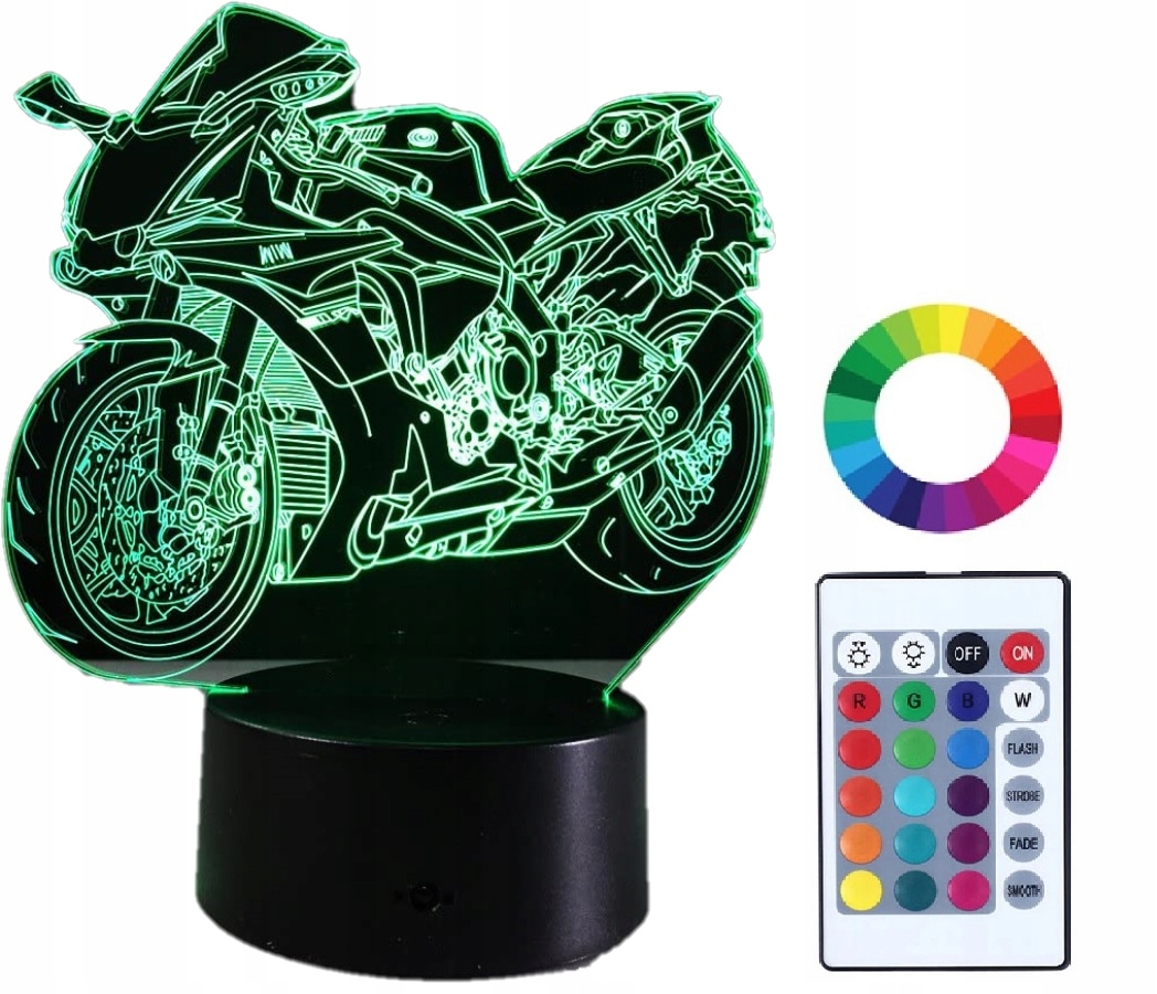 

Lampka Nocna z Imieniem 3D Grawer Motor Ścigacz