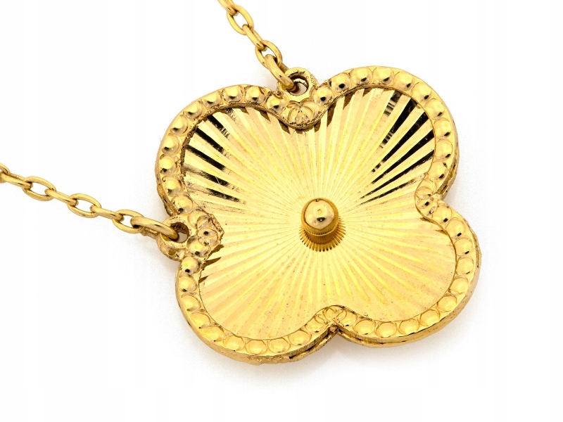 Zlatý náhrdelník 585, květina čtyřlístek na řetízku jako dárek, módní 14k