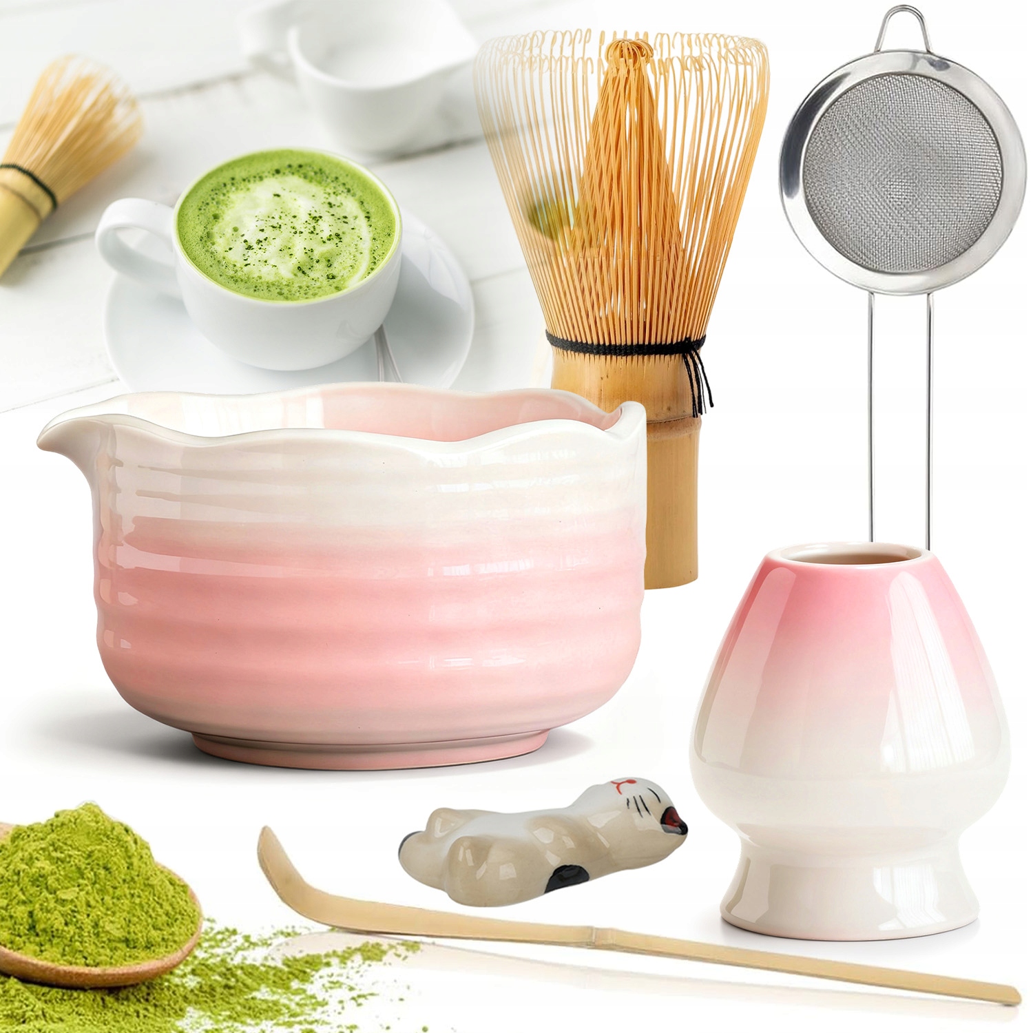 Levně Dárková Sada Na Čaj Matcha 6-DÍLNÁ Sada Stojanová Lžička