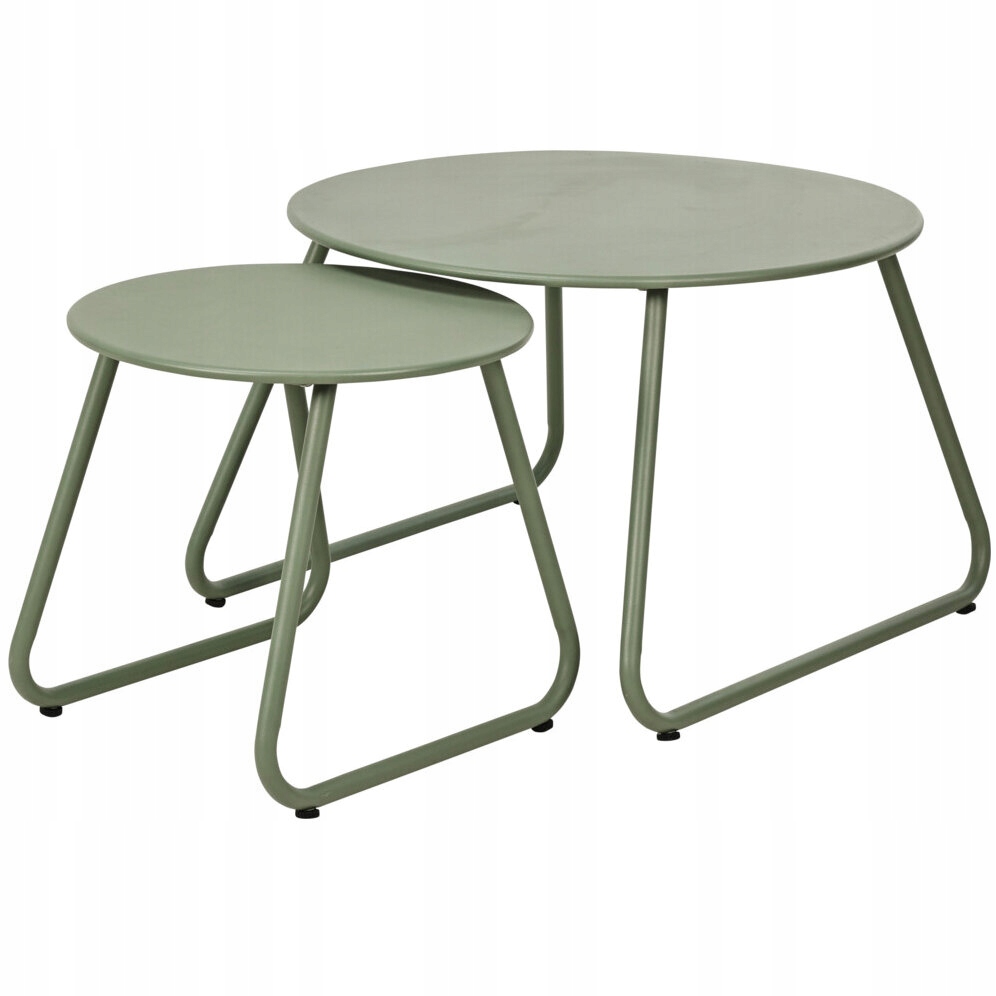 Konferenčný Stolík Kovový Okrúhly Zelený Sada 2 Ks 40 CM 60 CM