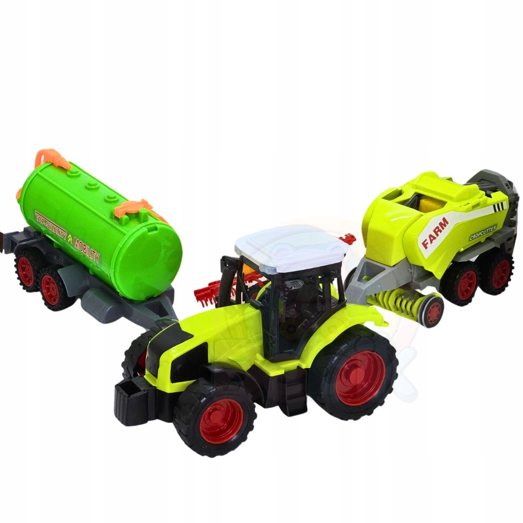 ZESTAW XL FARMA CIĄGNIK TRAKTOR MASZYNY ROLNICZE BECZKA ZAGRABIARKA ROLNIK Model 6869