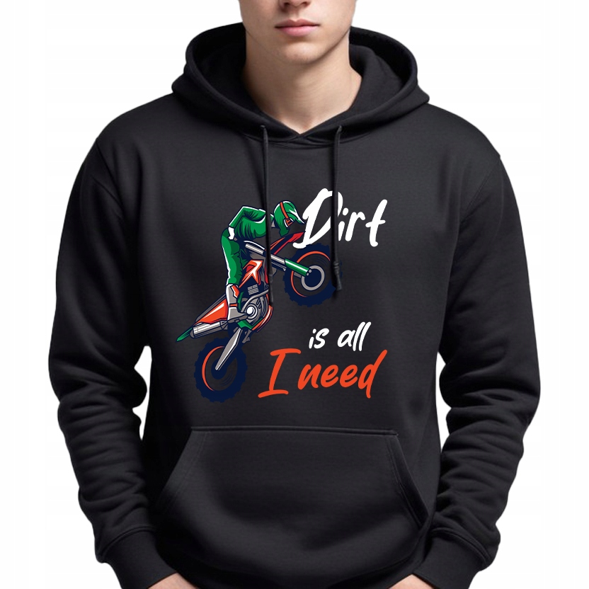 Pánská Mikina S Kapucí Černá Pro motorkáře Dirt Is All I Need Vel XXL