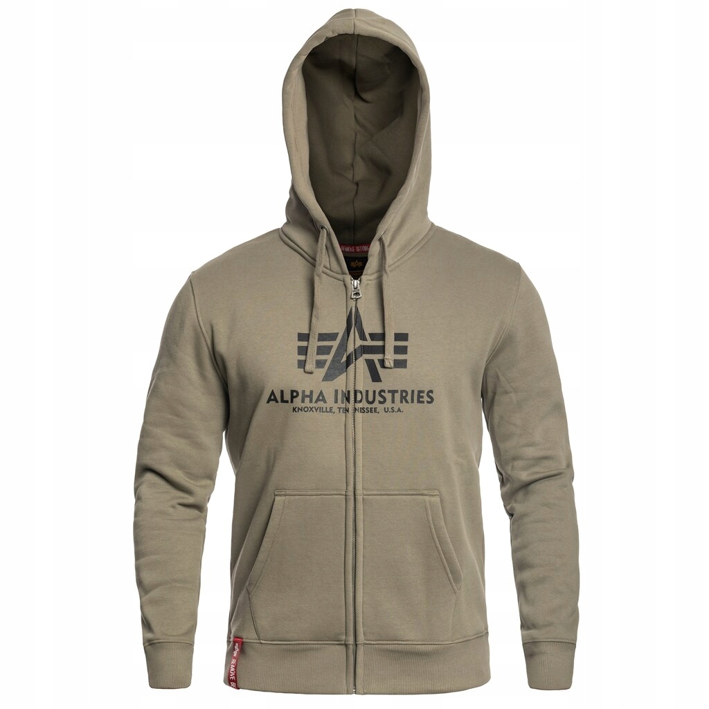 Pánská mikina s kapucí rozepínací Alpha Industries Basic Zip Hoody Olive S
