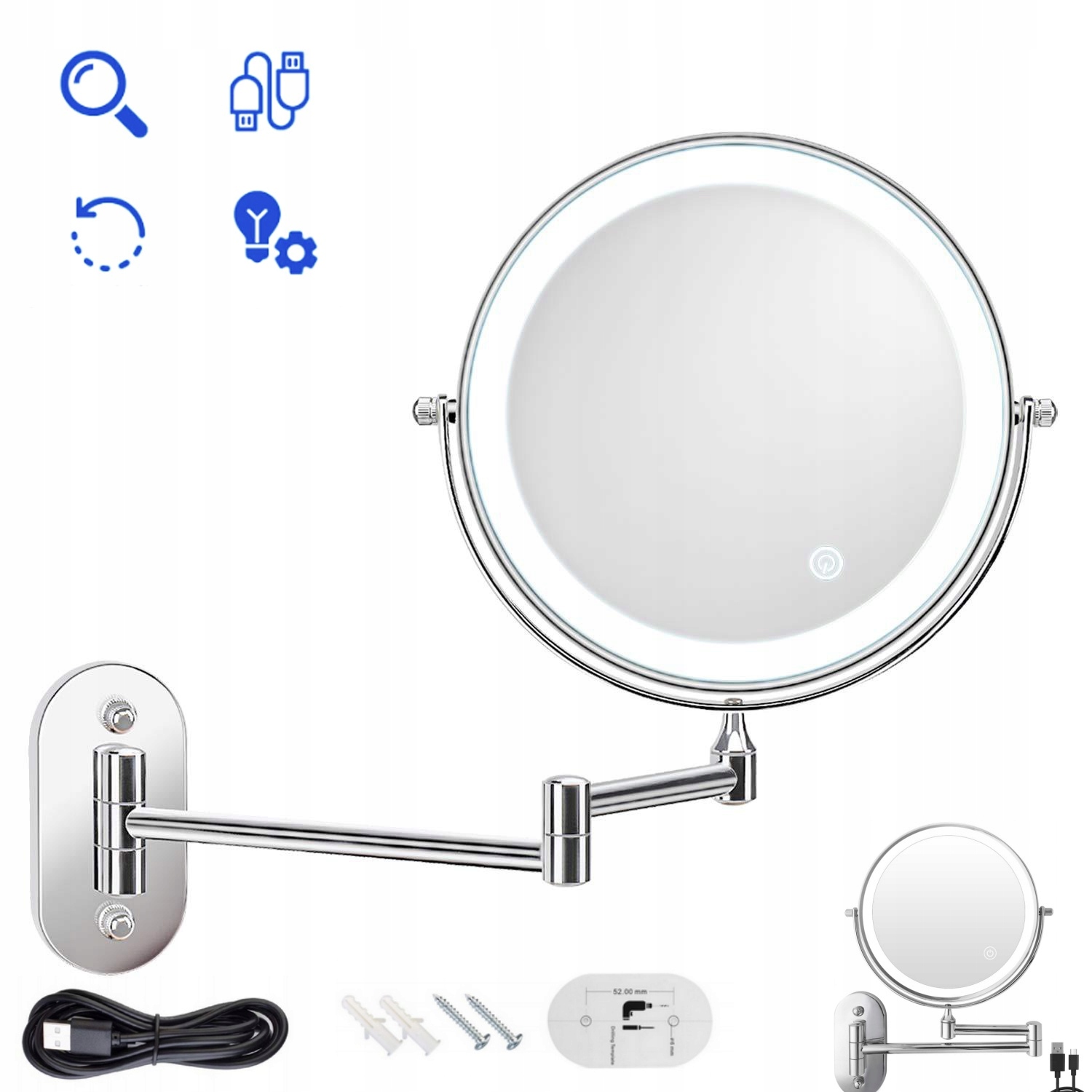 Zrcadlo s zvětšením 1X/10X a Led osvětlením