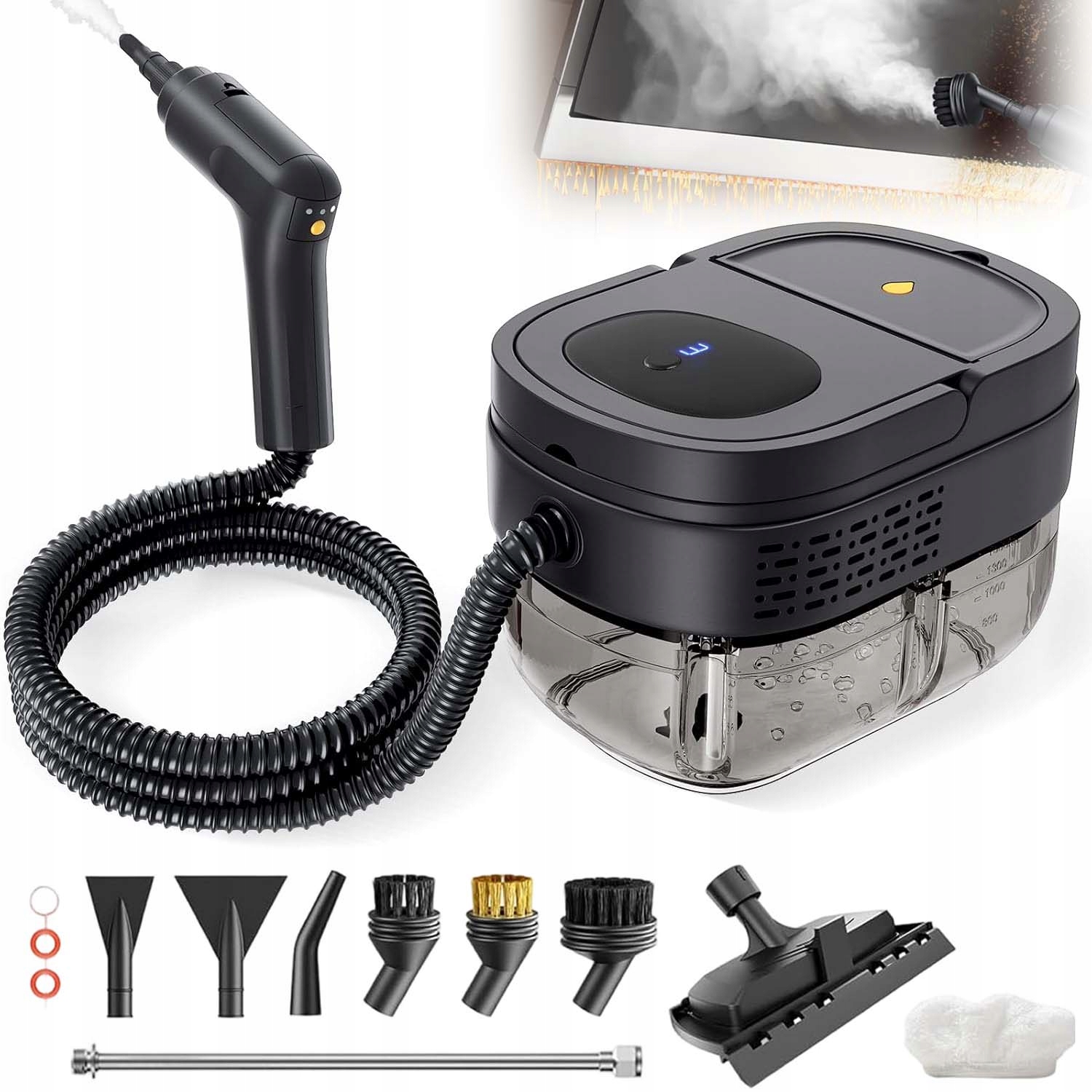 Myjka Parowa 1600ML 2500W Parownica Ciśnieniowy Czyścik Z 7 Akcesoria
