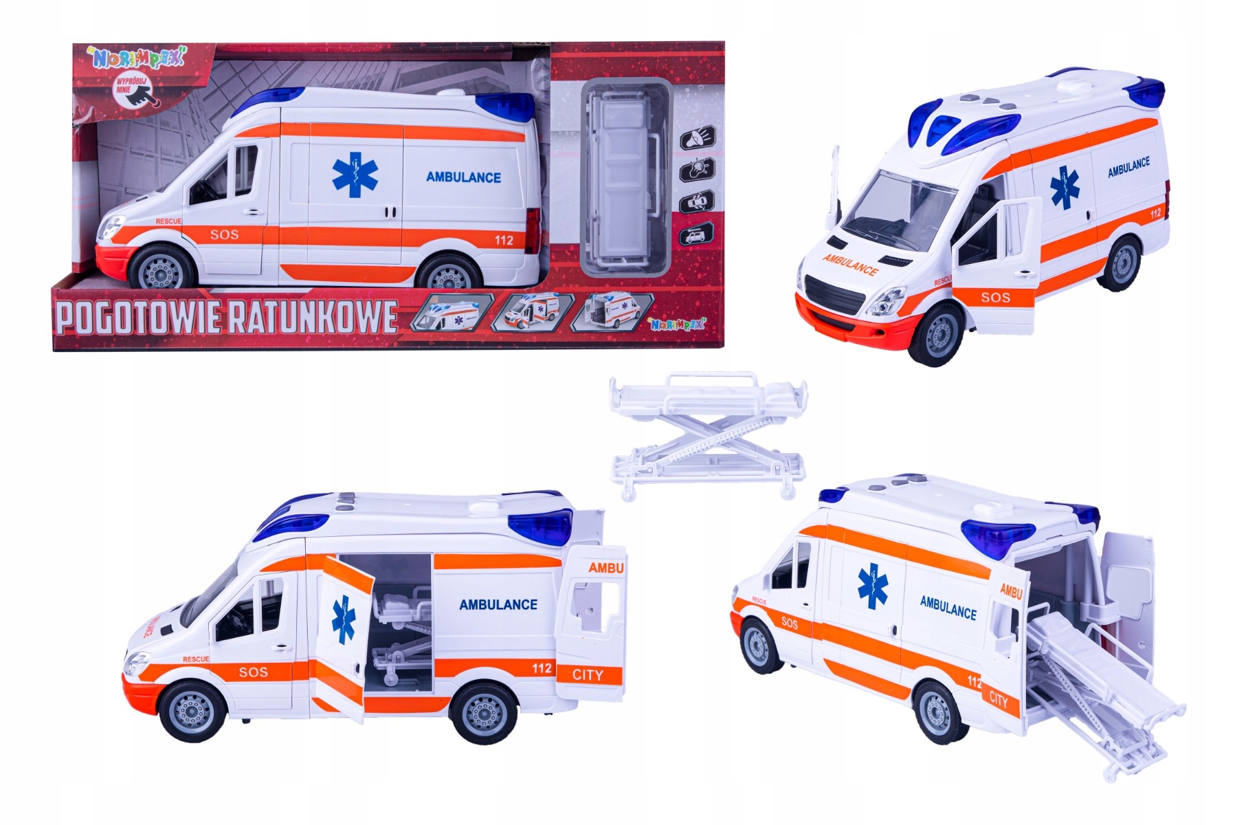 AUTO KARETKA POGOTOWIA AMBULANS NAPĘD GRA ŚWIECI+ BRELOK Certyfikaty, opinie, atesty CE