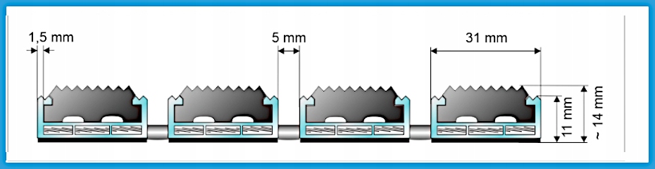 WYCIERACZKA ZEWNĘTRZNA ALU do kostki brukowej - wys. 12mm GUMA 75x50 Marka inna