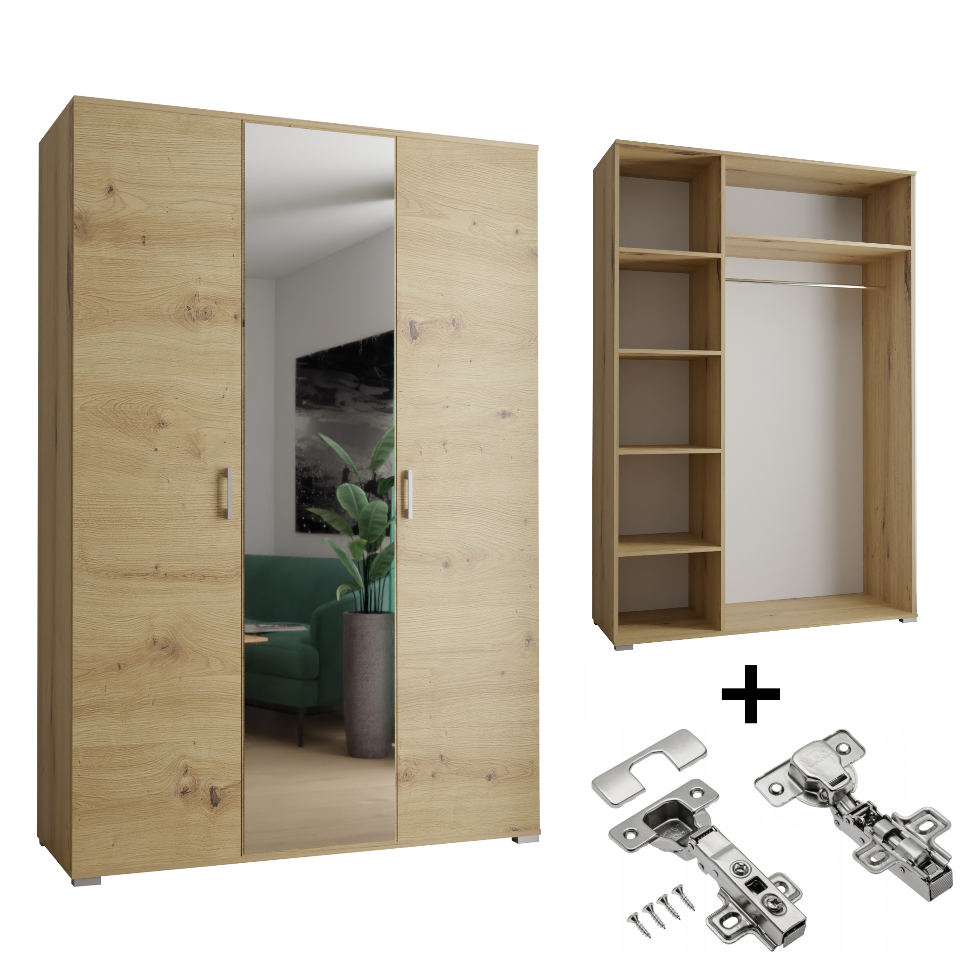 Skříň Akce 3-D 120 x 192 x 51 cm Artisan Zrcadlo S Tlumením Dovírání