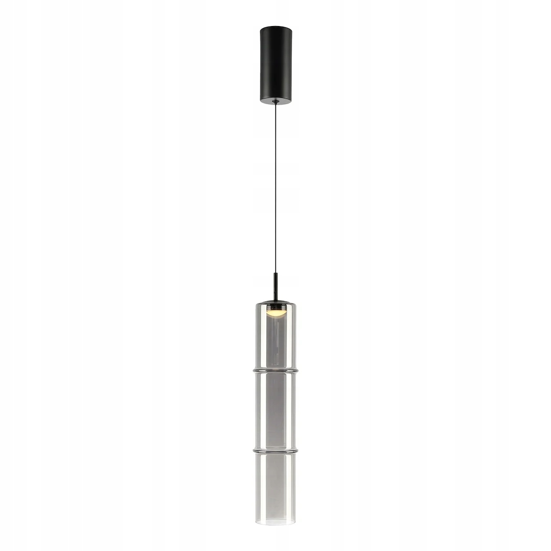 Závěsná Led bodová lampa černá skleněná kouřová tuba 40 cm 3000K Milagro