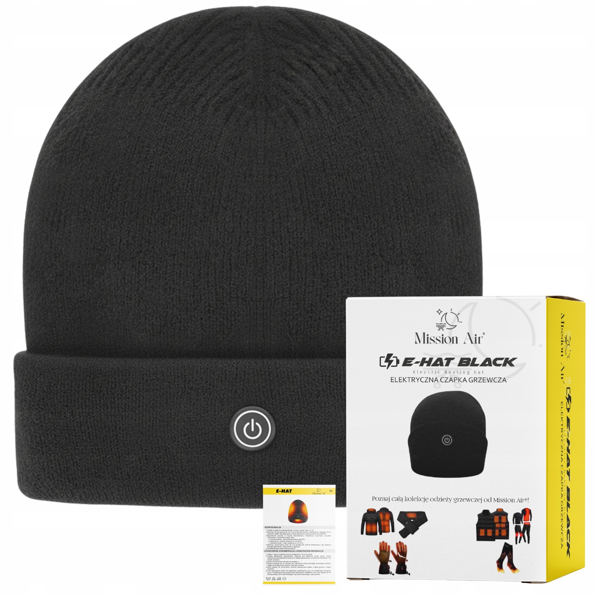 Vyhřívaná Zimní Teplá Elektrická Čepice E-hat Black Powerbanka 2500 mAh