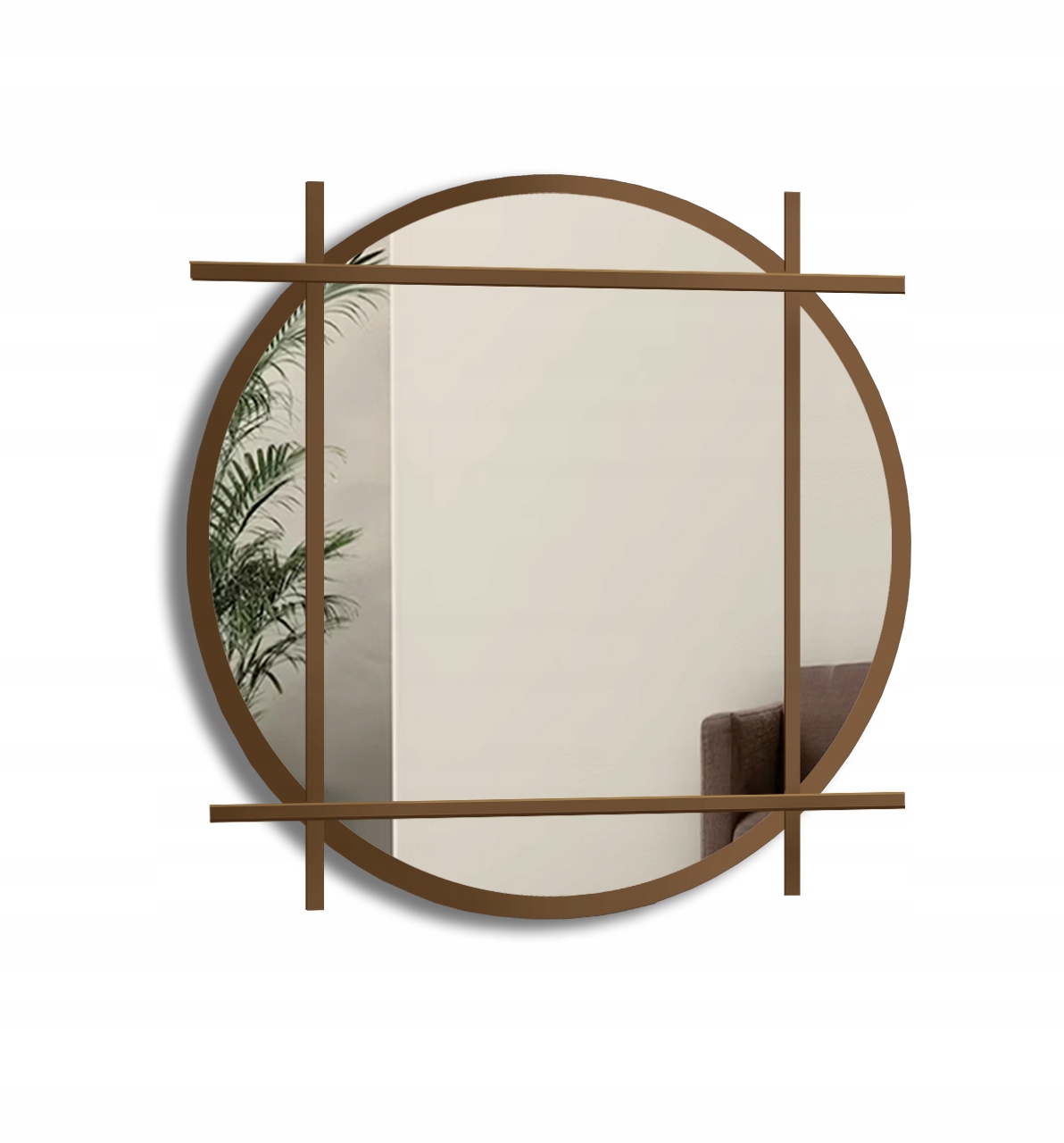 Zrcadlo kulaté loftové s mdf špalíky ve zlatém rámu Izyd fi90