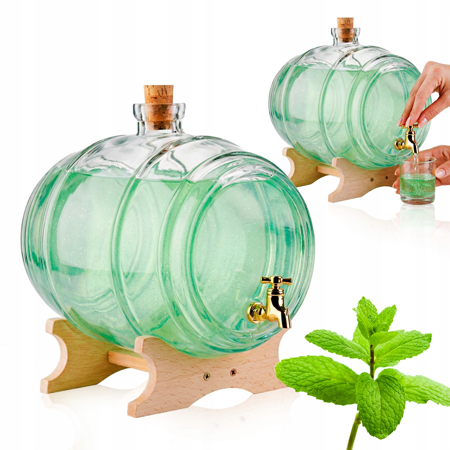 Skleněný soudek s kohoutkem 5L, bečka, demižon, karafa na whisky, na vodu