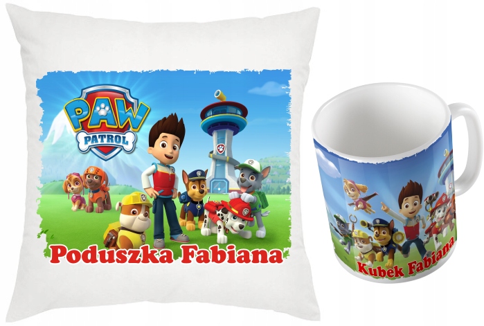 

Zestaw Kubek Poduszka Psi Patrol Paw Imię