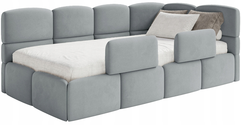 Postel pro mláděž 90x200 cm Cloudy šedá velurová zábrana pravá