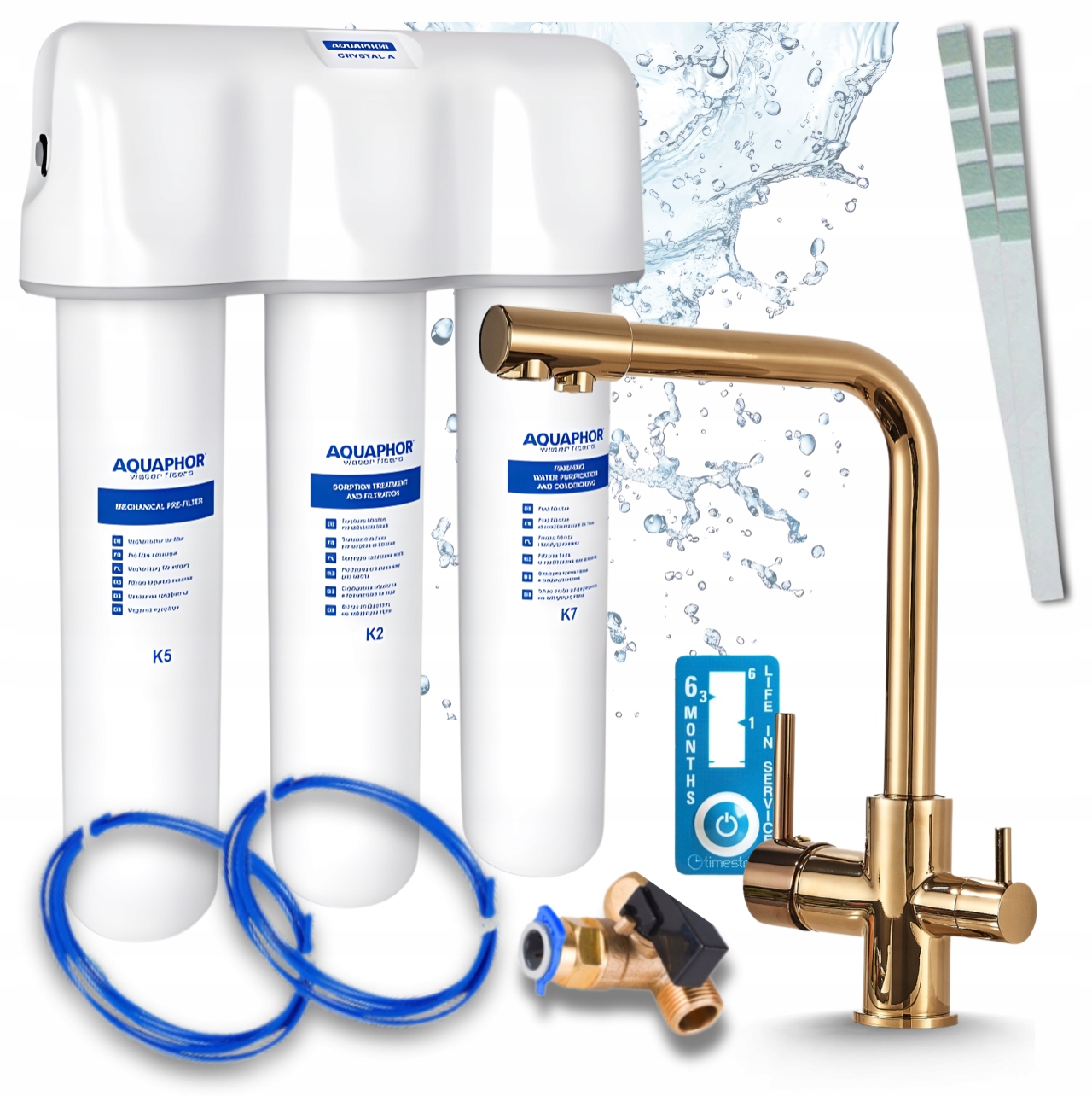 Systém Filtrovania Vody Z Vodovodu Kompaktná Kuchynská Stojanková Batéria Zlatá