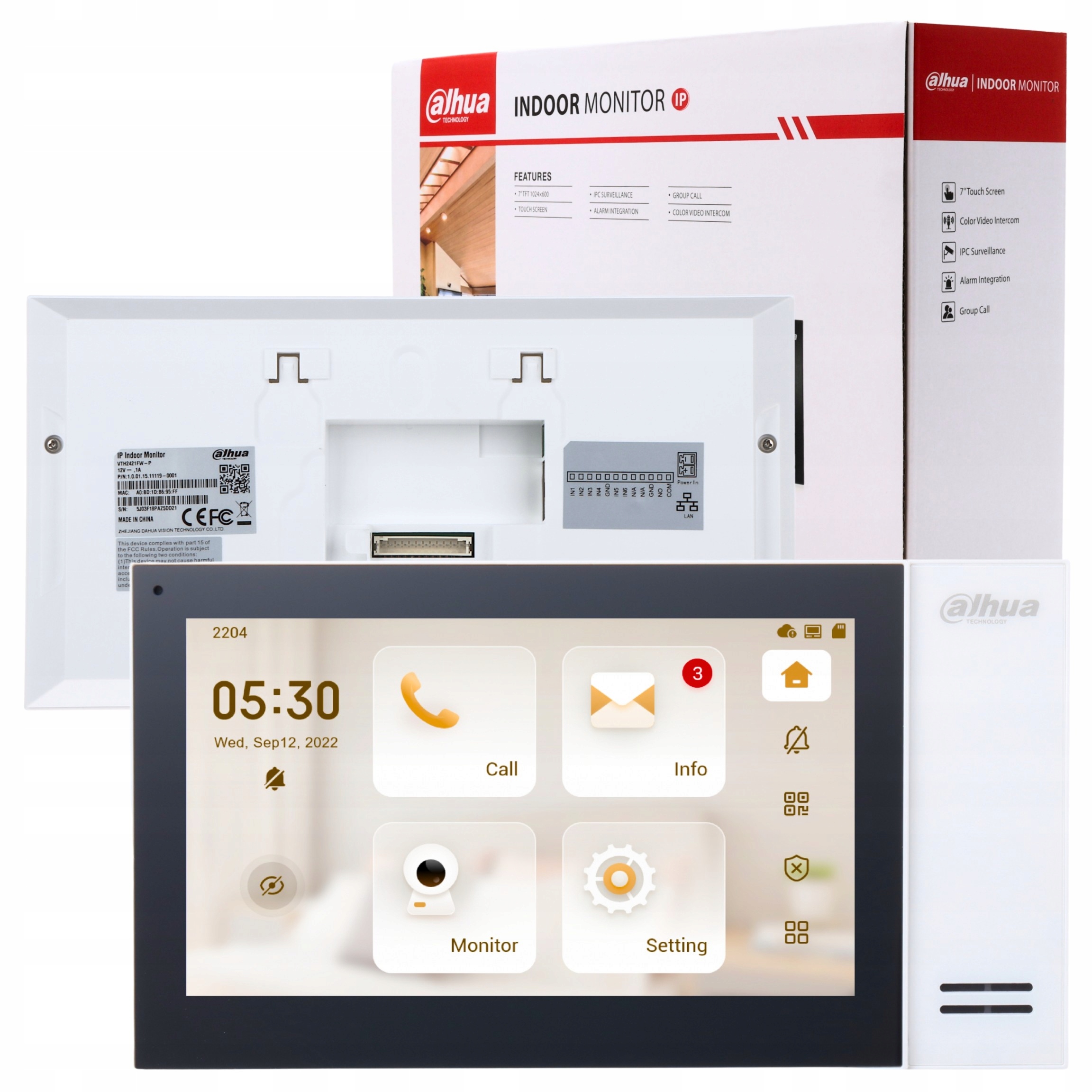 Monitor 7" Dahua VTH2421FW-P wideodomofonowy panel dotykowy wewnętrzny Ip