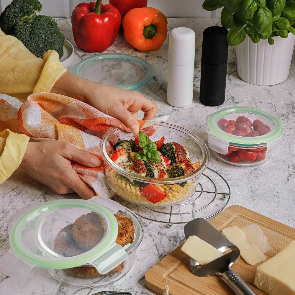 9X SZKLANE POJEMNIKI NA ŻYWNOŚĆ 9SZT Pojemnik Lunchbox DO LODÓWKI MIKROFALI Marka GierekHoff