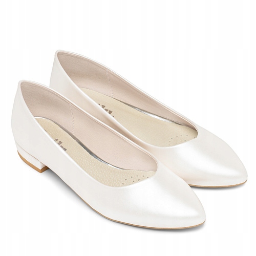 Brilu Polskie Ślubne Perłowe Klasyczne Balerinki Cersei Ivory 39
