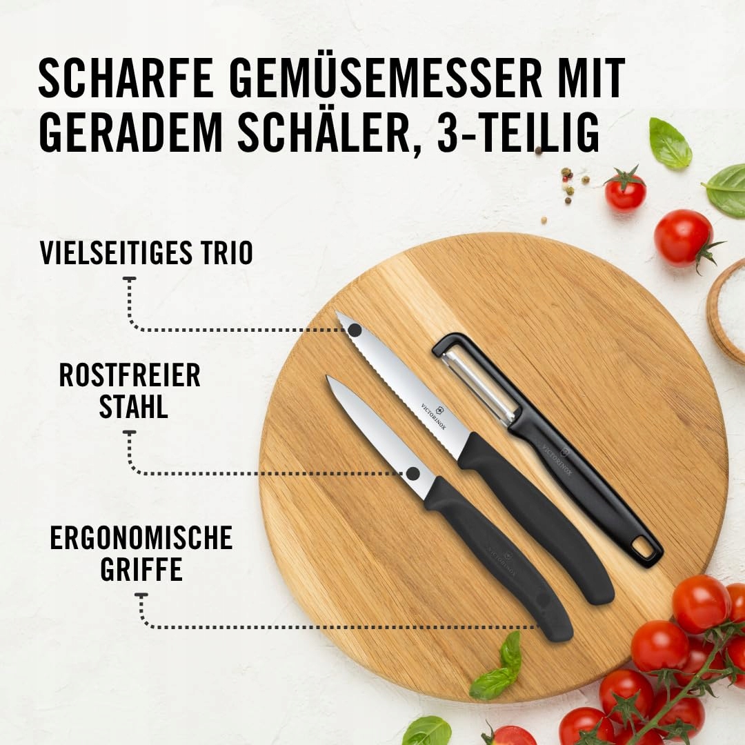 VICTORINOX Swiss Classic Zestaw Noży Do Warzyw Obieraczka Czarny — miniatura 3