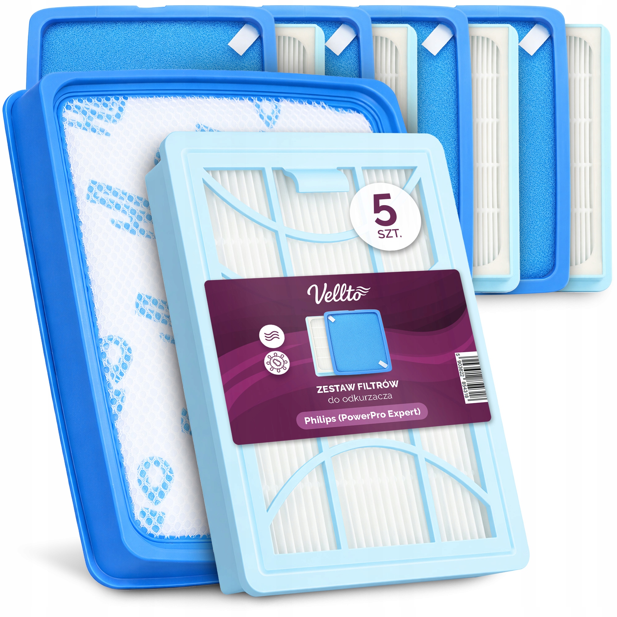 5x Filtr do vysavače Philips PowerPro Expert FC9729 FC9741 FC9742 Em-v