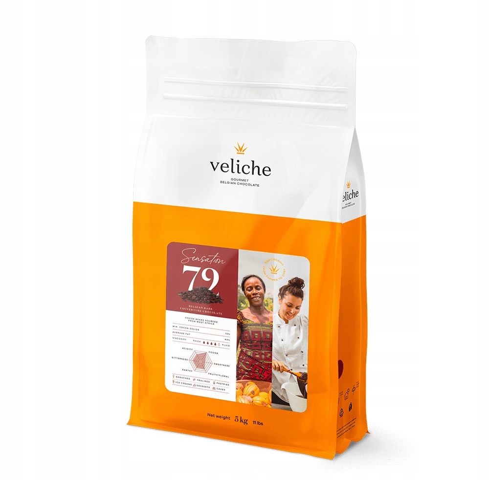 Levně Hořká čokoláda 1 kg Veliche Sensation 72%