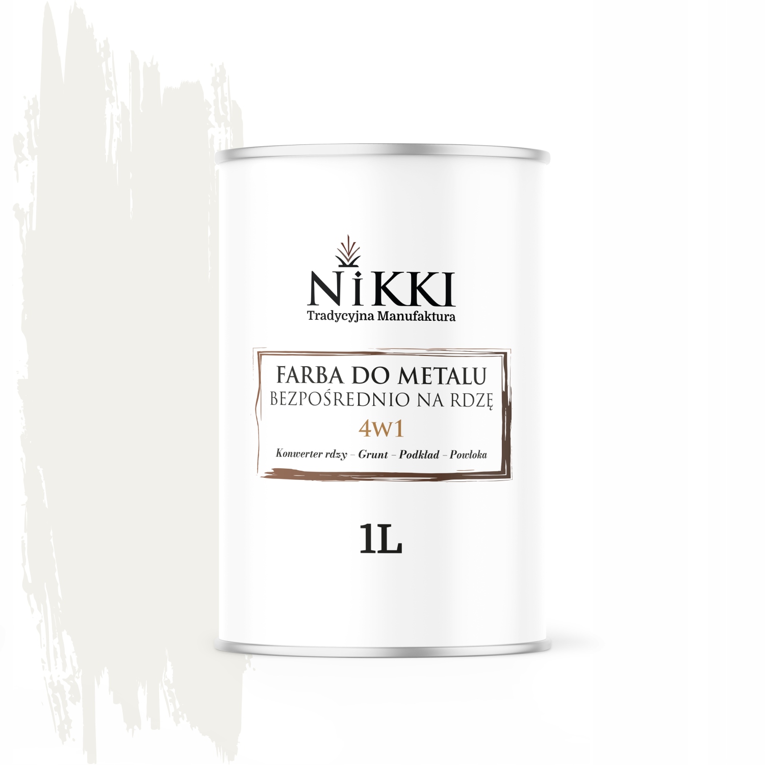 Farba Antykorozyjna do Metalu Wydajna 4w1 1L Biały Drogowy RAL9016 Satyna