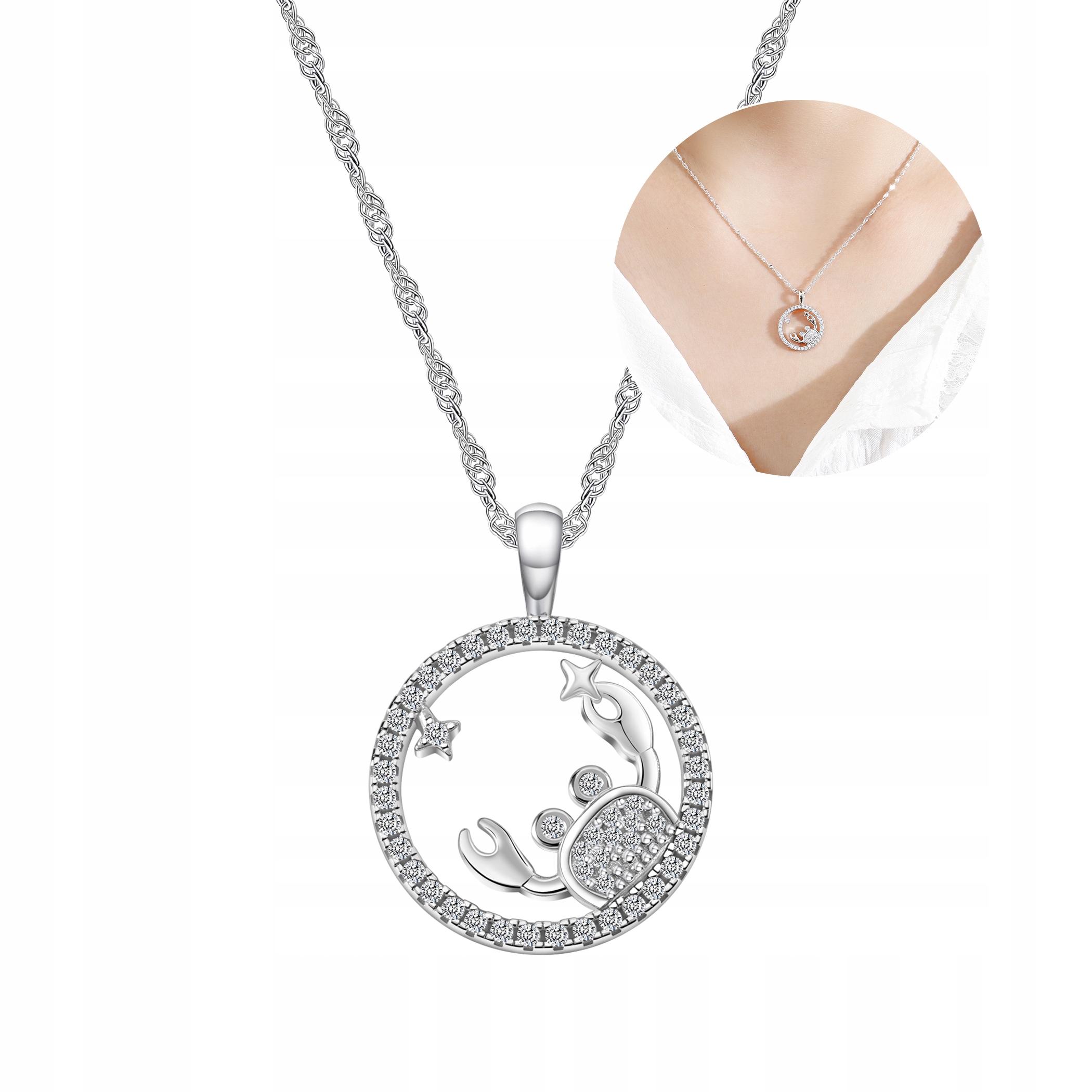 Dámský stříbrný náhrdelník stříbro znamení zvěrokruhu rak stříbro o ryzosti 925