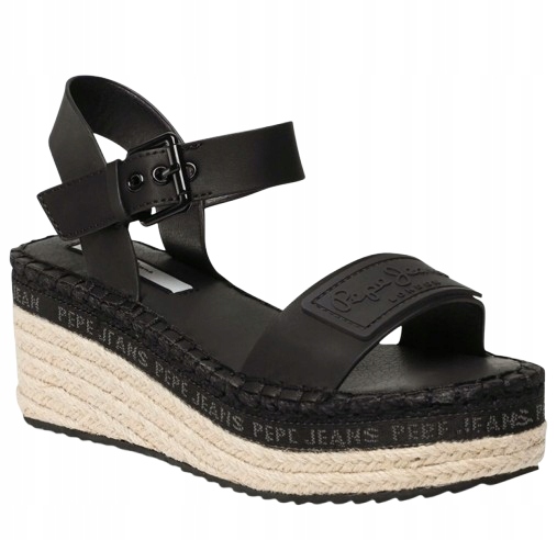 Pepe Jeans Vitney Brand Dámské Boty Černé Sandály Espadrilky 40 Awf