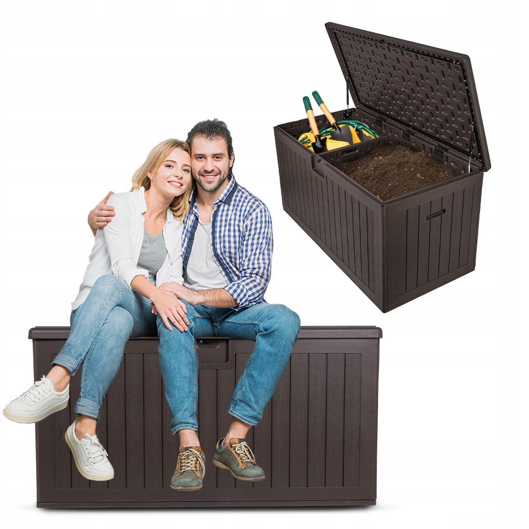 Zahradní Box 570 L Premium, Balkonový Kufr, Sedátko Treeline, Hnědá Barva