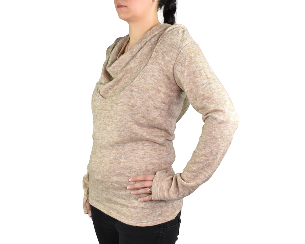 Svetr Thu s kapucí, béžový