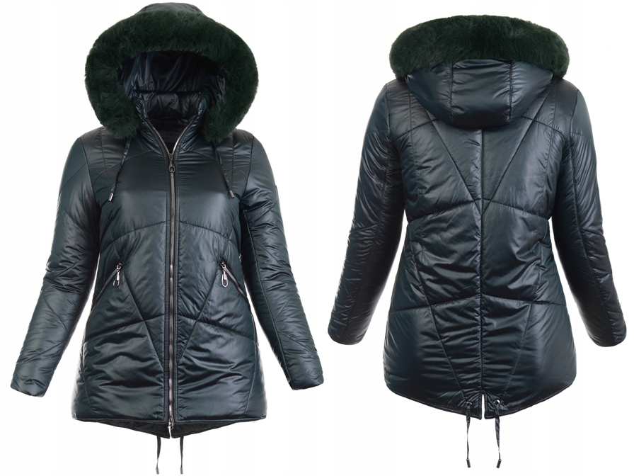 7997 Damska Zimowa Ortalion Kurtka Zielona 6XL