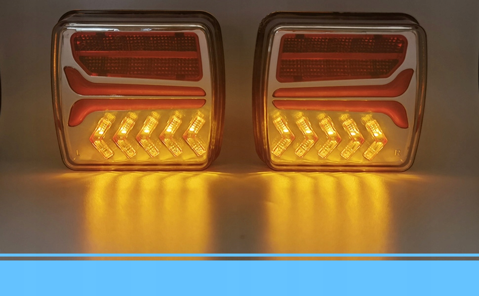 Belaidžių magnetinių priekabos LED žibintų komplektas, 12–24 V, 7 kontaktų, IP65, 4 funkcijų, 2000 mAh, su numerio apšvietimu