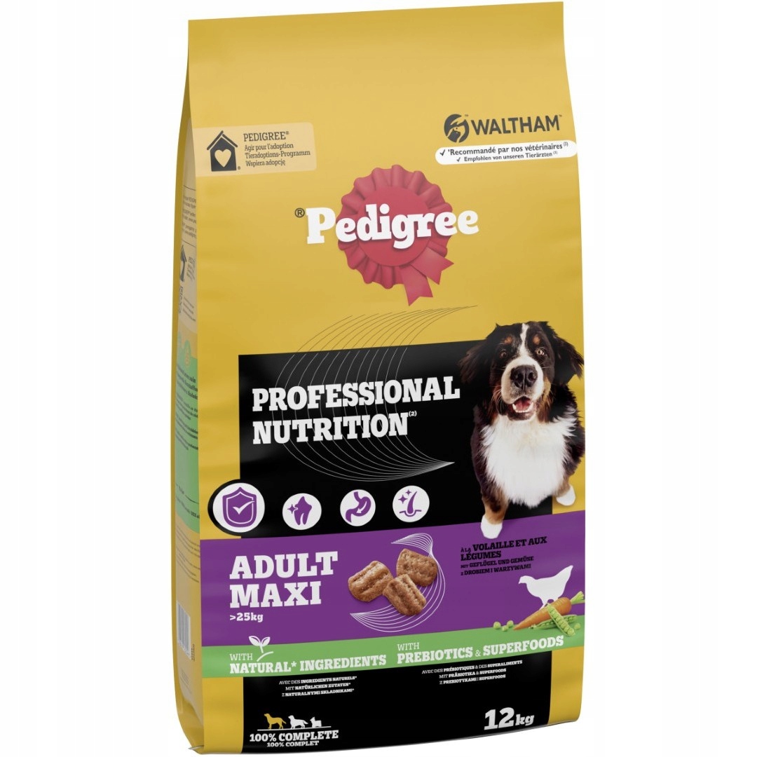 Pedigree Professional Nutrition Adult Maxi 12kg Karma Dla Psów Drób Warzywa
