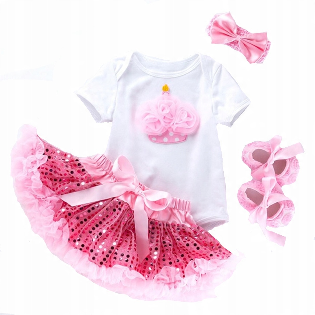 

Komplet 80 body roczek spódniczka opaska buty tiul