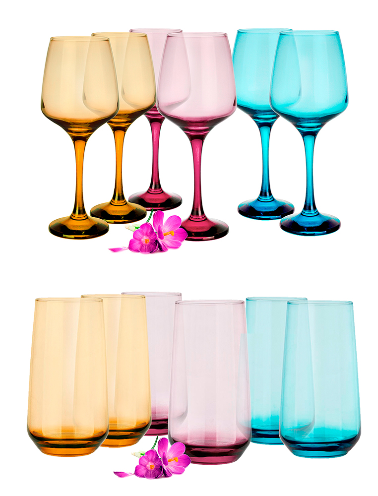

Kolorowy Kpl 12x Szklanka 430ml, Kieliszki Do Wina