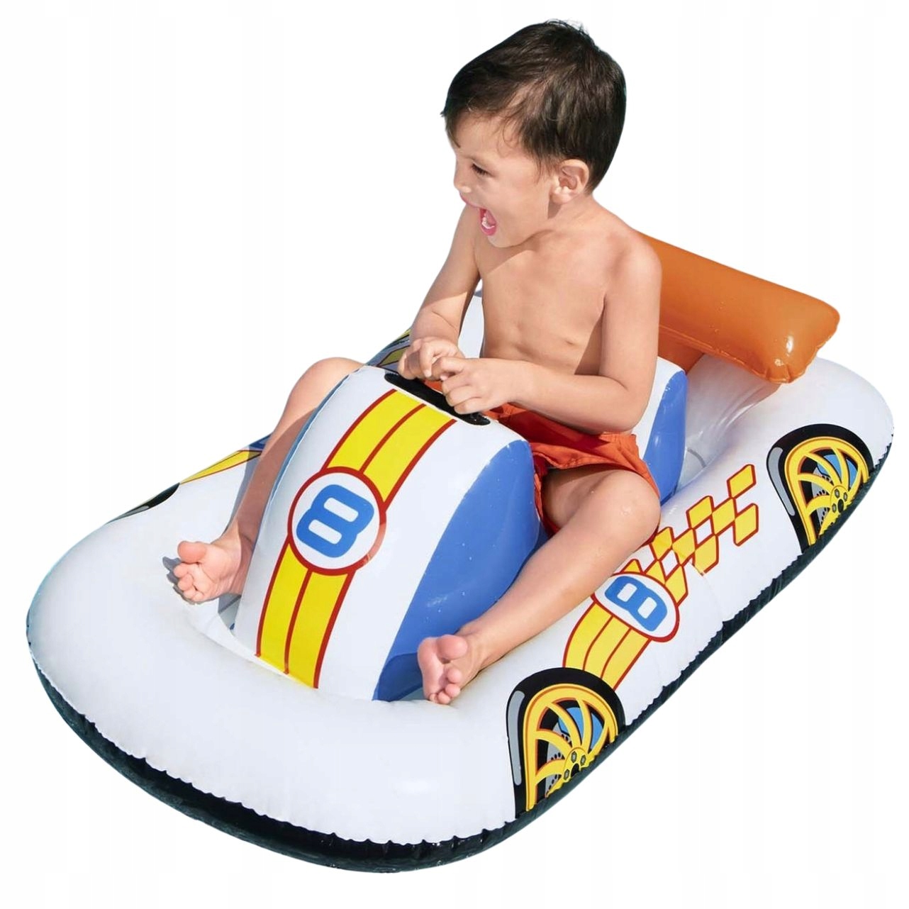DMUCHANY PONTON DLA DZIECI WYSPA PONTONIK MATERAC ŁÓDKA DO PŁYWANIA AUTKO