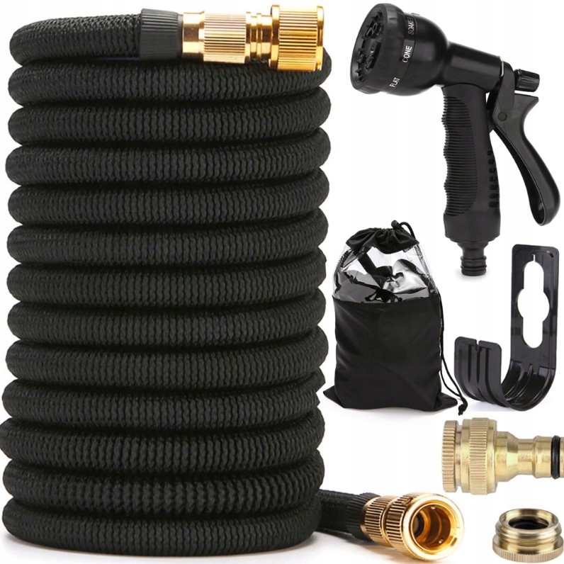 Wąż Ogrodowy 1/2 Rozciągliwy 30 m Podlewanie Mocny Nawodnienie Zestaw 8w1