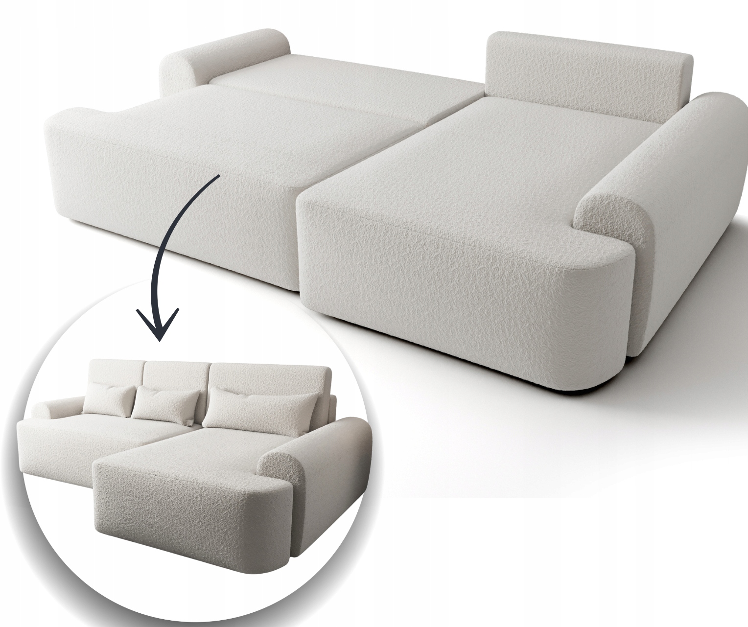 Rohová Sedací Souprava Rozkládací Malý 266X160 S Polštáři Skladová Nabídka Santiago