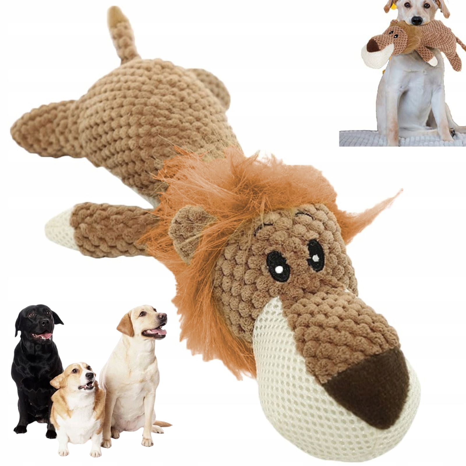 Levně Plyšová Hračka Pro Psa S Pískátkem Lva Měkké Kousátko Pro Malé Psy