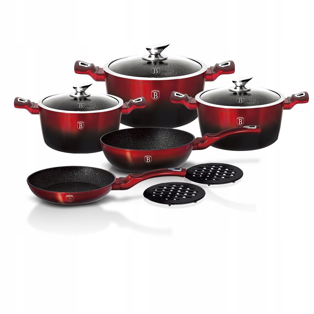 Zestaw garnków Berlinger Haus Metallic Burgundy Line aluminiowe 10 el.