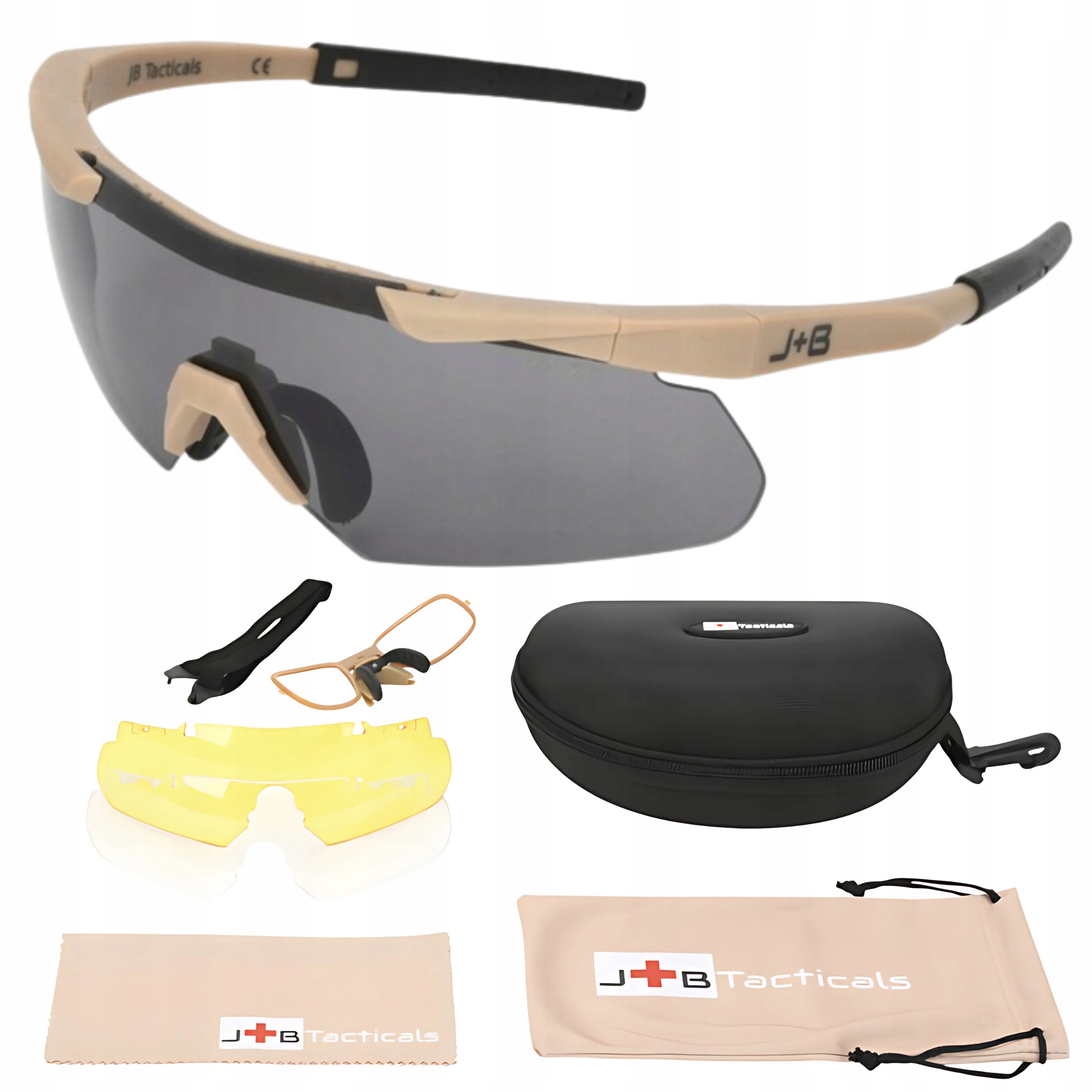 Okulary Ochronne Strzeleckie Taktyczne Wojskowe Antifog JB01D Twarde Etui