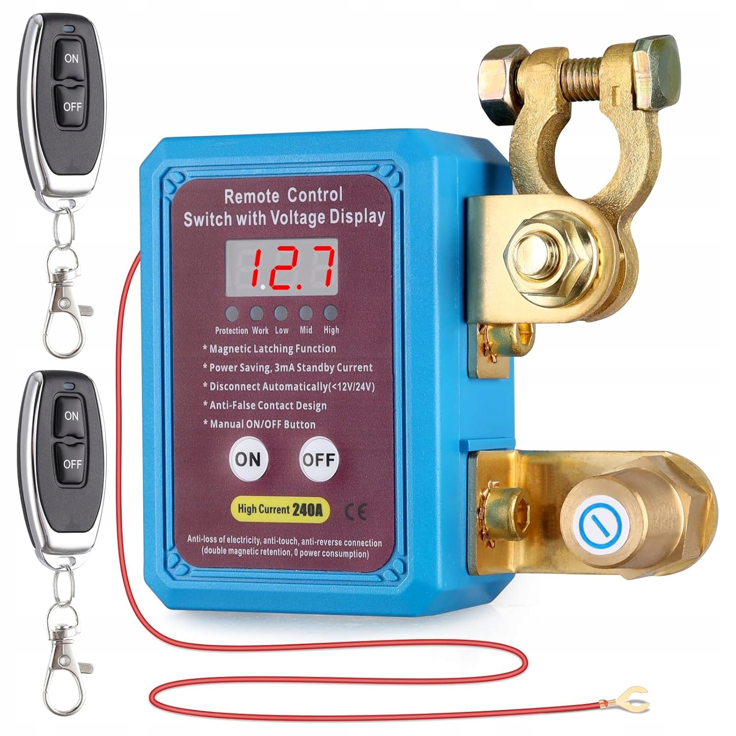 Dálkový Automatický Vypínač Odpojovač Baterie 12V 240A 2X Dálkové Ovládání