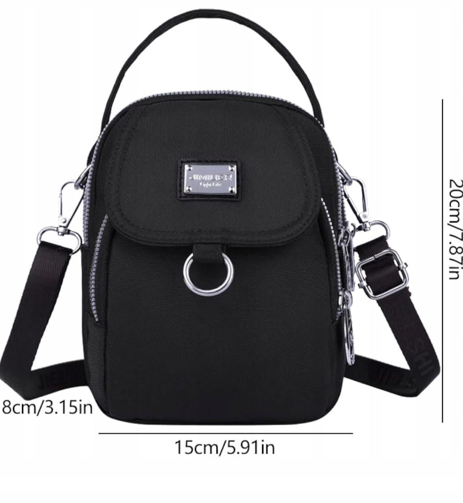 Torebka saszetka elegancka na ramię na zamek czarny Materiał dominujący tkanina