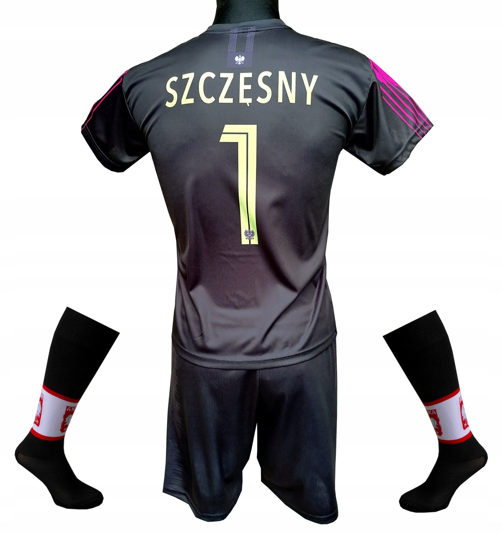 Komplet strój bramkarski Szczęsny Polska koszulka spodenki getry 134 cm