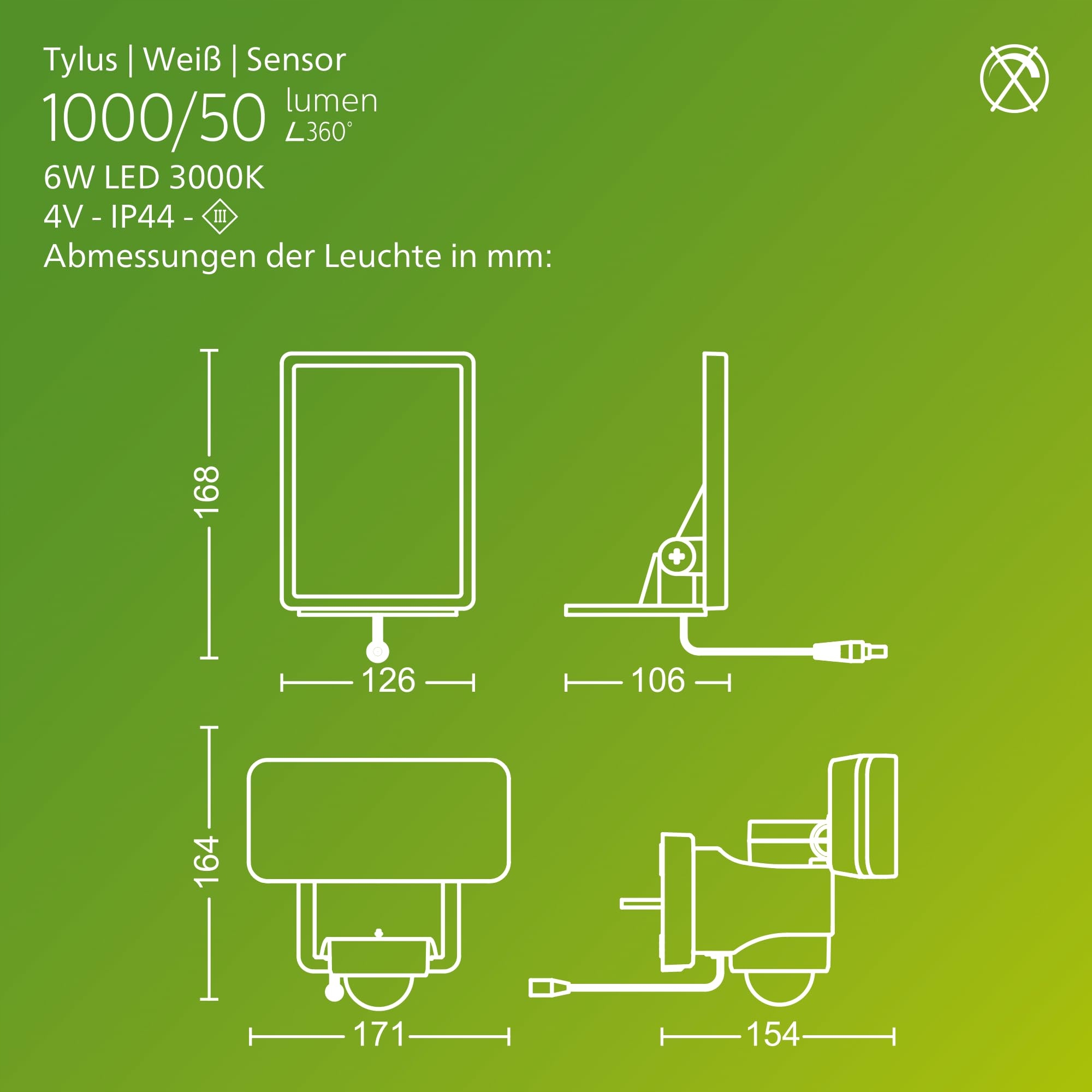 PHILIPS Tylus Lampa Solarna Z Czujnikiem Zewnętrzna Biała 3000K 1000lm — miniatura 3