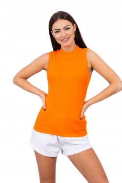 

Bluzka Damska Bez Rękawów Lato T-shirt pomarańczow