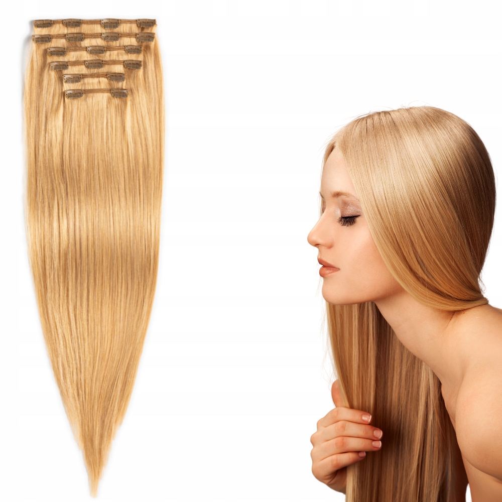 Clip In příčesek do vlasů 100% přírodní 60 cm 130 g #27 medově blond