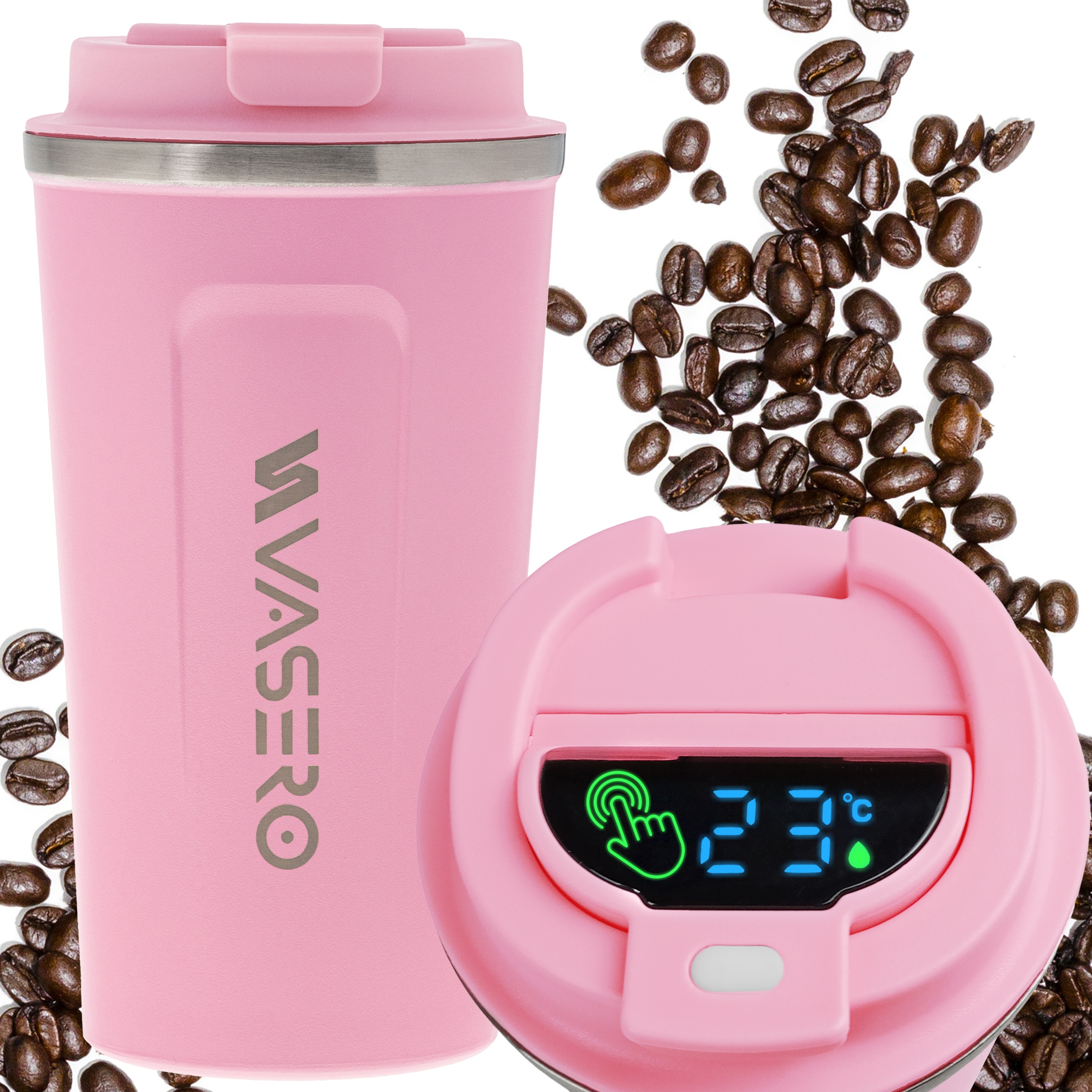 KUBEK TERMICZNY 510ml TERMOS na herbatę kawę WYŚWIETLACZ LCD TEMPERATURA